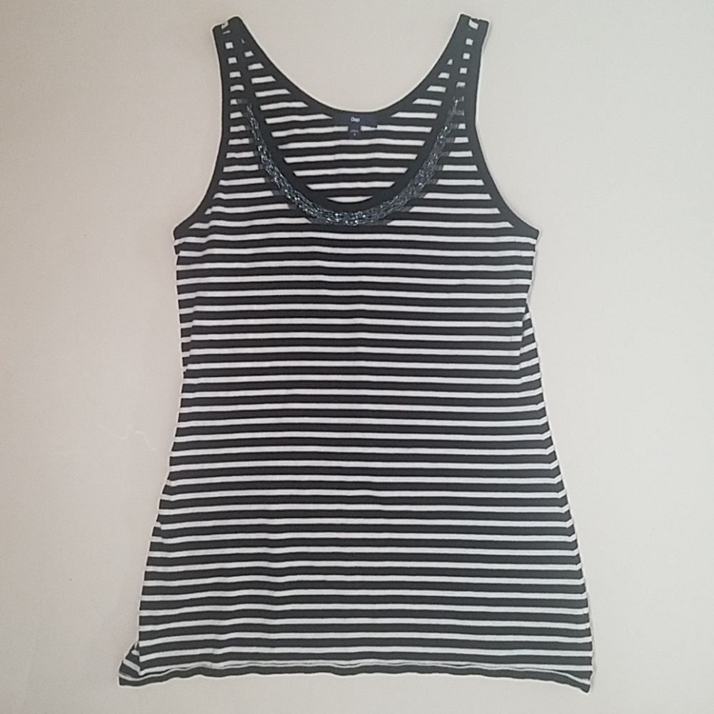 Gap Tank Top: striped with beaded neckline